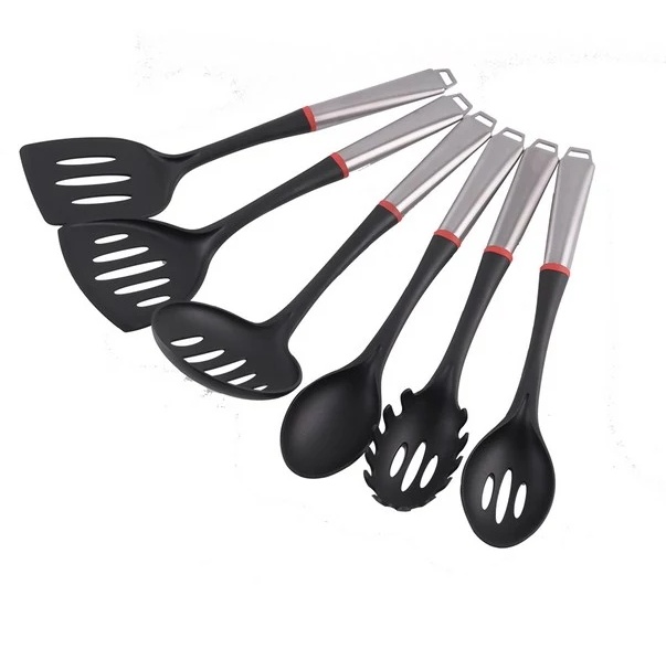Set of 7, Nylon Utensil Set with Stainless Steel Handle