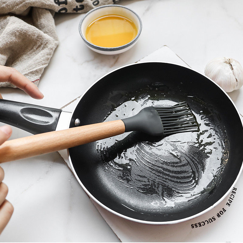 silicone kitchen tools with wood handle