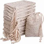 Natural Sisal Fiber Mesh Soap Bag With Drawstring