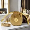High Quality Satin Jewelry Bag Soft Drawstring Velvet Gift Pouch with Gold Printing Zipper Sealing Handle for Pristine Beaute