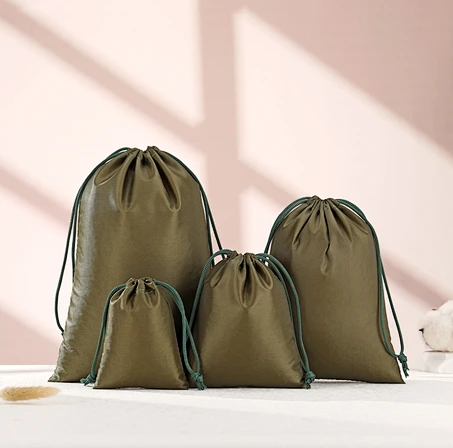 Eco-friendly Drawstring Nylon Bag Waterproof Foldable Reusable Cosmetic Packaging Nylon Bag