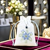 Accept Custom Embroidery Logo Recyclable Promotion Embroidered Satin Pouch Small Drawstring Bag for Wedding Gift