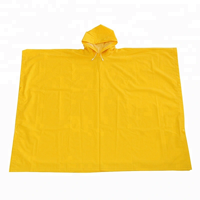 Waterproof yellow custom printed pvc rain coat poncho
