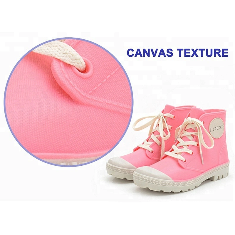 2018 fashionable ankle high lace up rain boots for women
