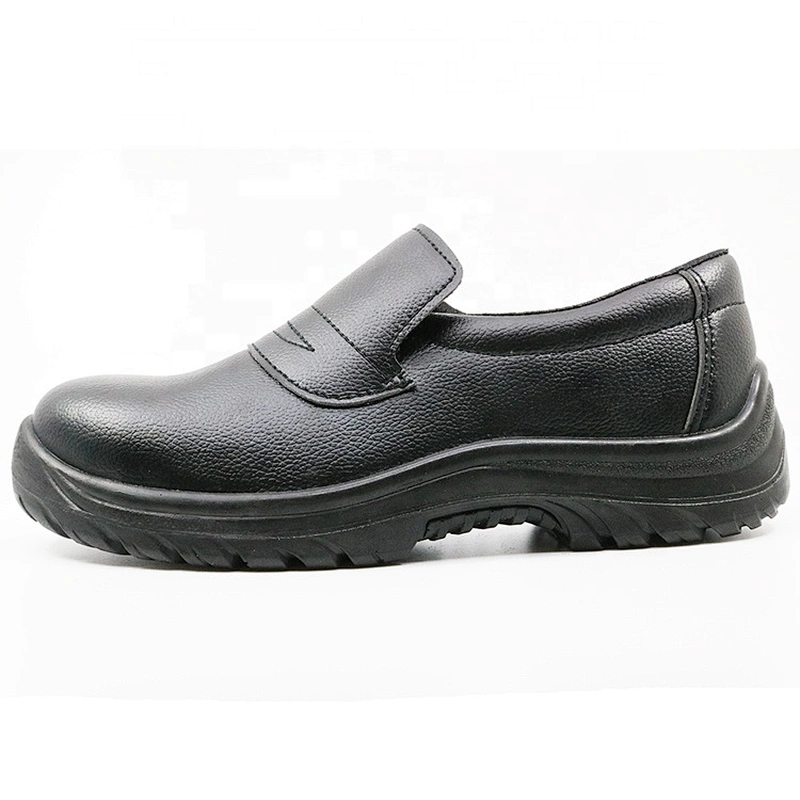 Black oil resistant anit slip puncture proof steel toe no lace kitchen chef work shoes safety