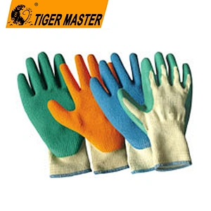 3231 latex coated palm gloves with yellow poly-cotton knit liner