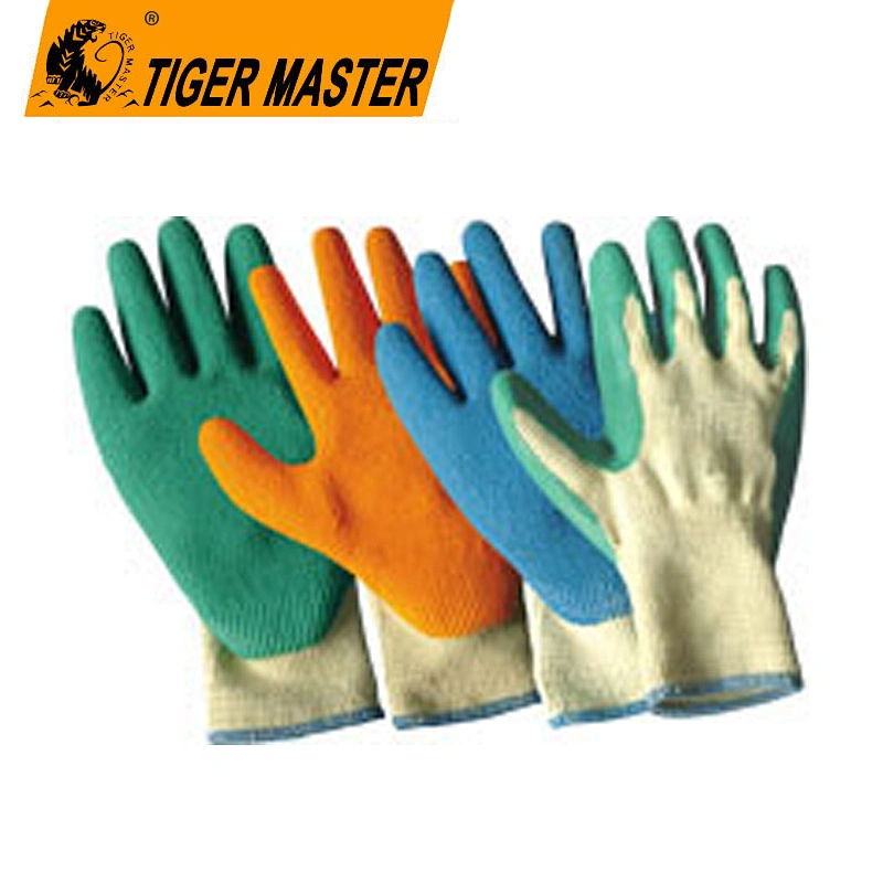 3231 latex coated palm gloves with yellow poly-cotton knit liner