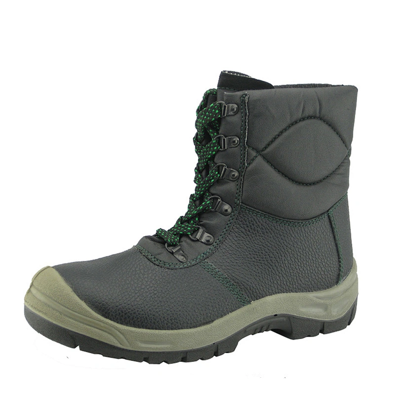 High ankle slip resistant leather steel toe men work safety boots for industry
