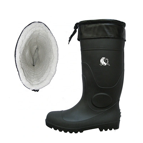Best selling steel toe winter PVC rain Boots with warm cotton lining