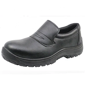 Black oil resistant anit slip puncture proof steel toe no lace kitchen chef work shoes safety