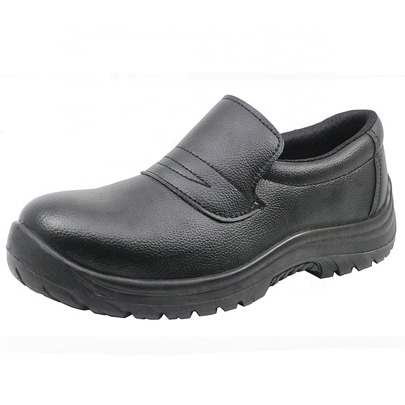 Black oil resistant anit slip puncture proof steel toe no lace kitchen chef work shoes safety