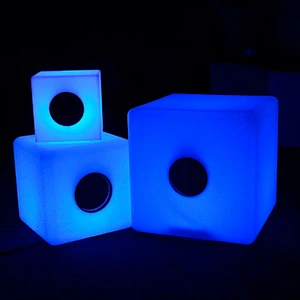 Square shape decoration table light glowing speaker bluetooth music speaker