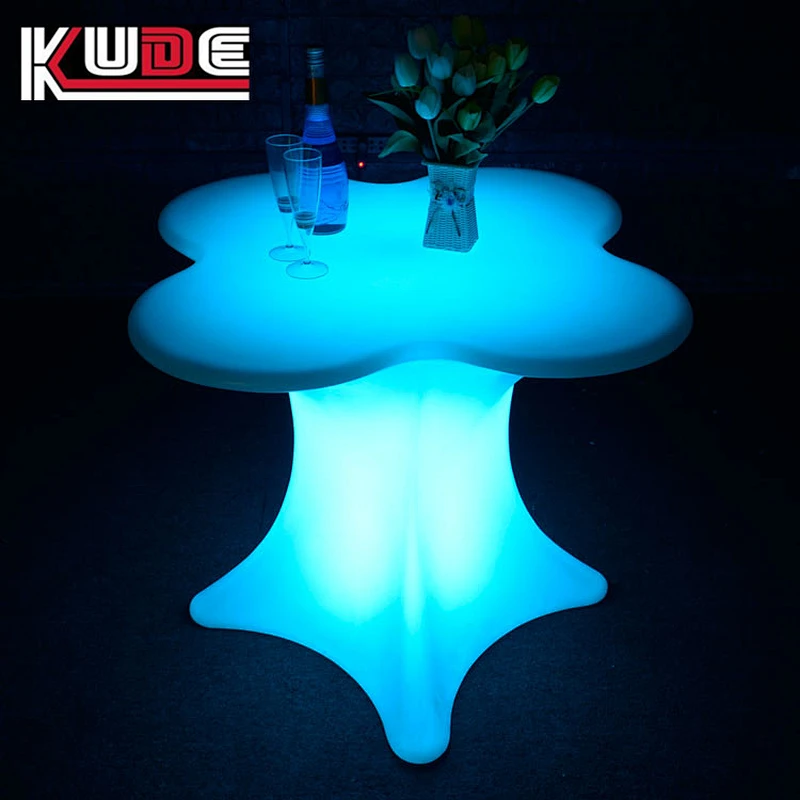 LED plum flower table of rechargeble plastic furniture for bar and party use