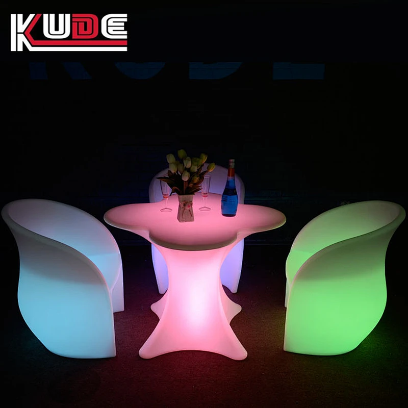 LED plum flower table of rechargeble plastic furniture for bar and party use