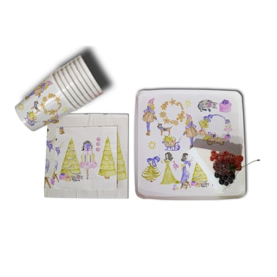 color paper napkin &paper plate set