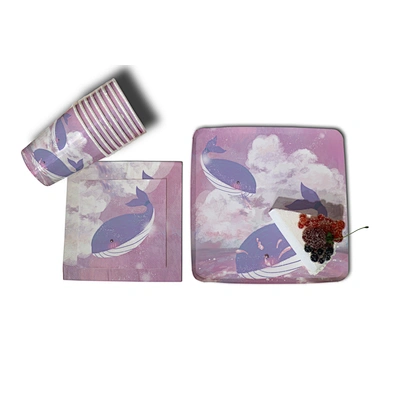 color paper plate cocktail napkin set