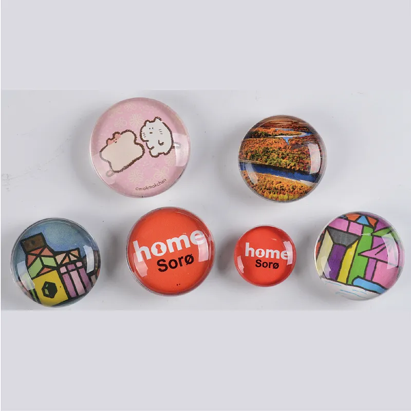 GOODADV custom personalilzed round crystal glass fridge magnet