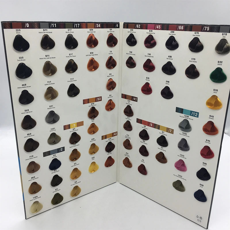 Colored Hair Dyeing Color Chart With Hair Swatches
