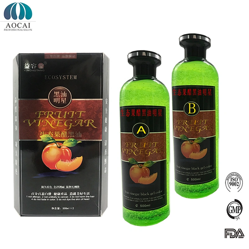 500ml*2 fruit vinegar black color gel hair dye gel