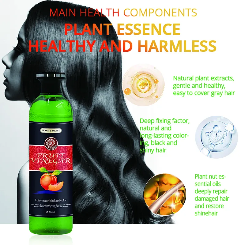 Guangzhou factory Fruit vinegar black hair oil herbal black hair dye india