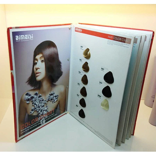 Cosmetics hair color chart for salon hair dyes, hair color shade swatch book