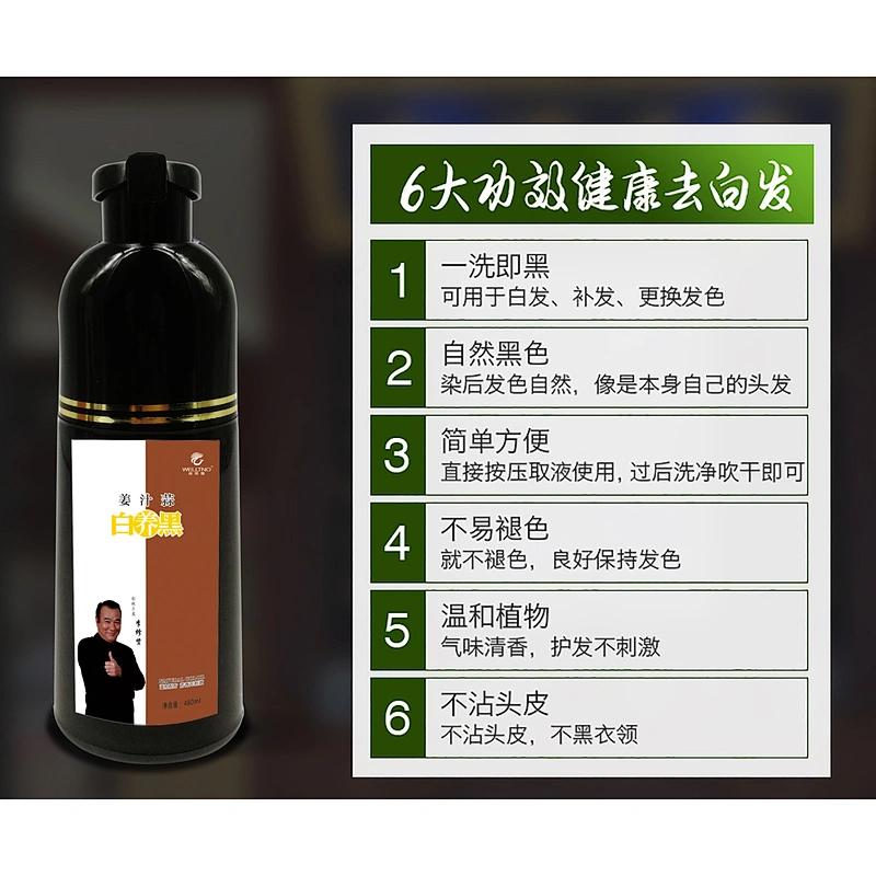 Ginger hair dye natural black Dye Shampoo for cover grey hair oem black shampoo anti grey hair shampoo