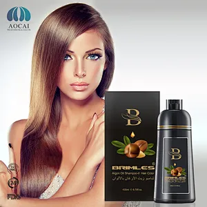 Natural Argan Oil Black Hair Color Shampoo Cover gray grey Hair 5mins