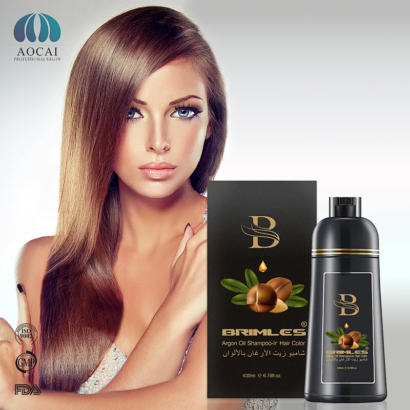 Natural Argan Oil Black Hair Color Shampoo Cover gray grey Hair 5mins