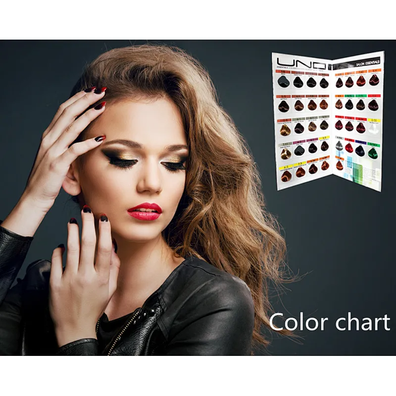 Cosmetics hair color chart for salon hair dyes, hair color shade swatch book