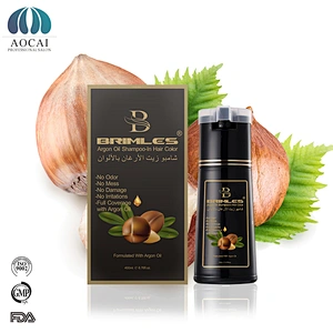Natural Argan Oil Black Hair Color Shampoo Cover gray grey Hair 5mins