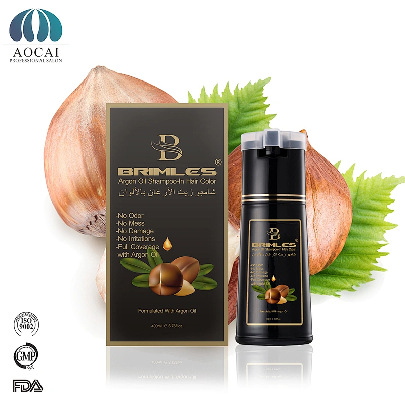 Natural Argan Oil Black Hair Color Shampoo Cover gray grey Hair 5mins