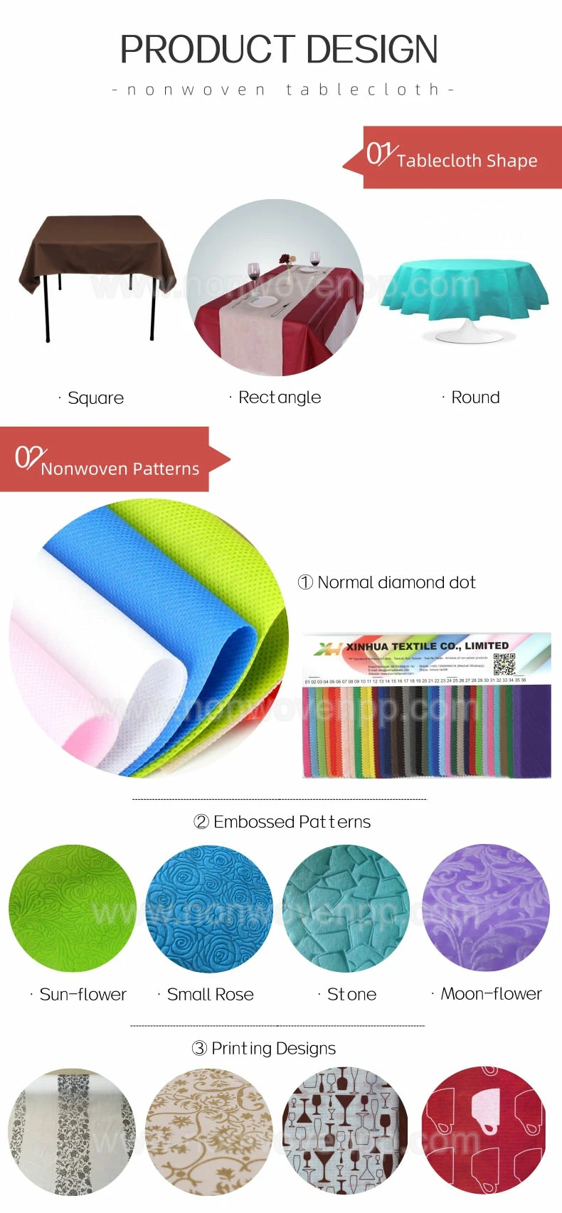 45gsm 100x100 nonwoven tablecloth cover