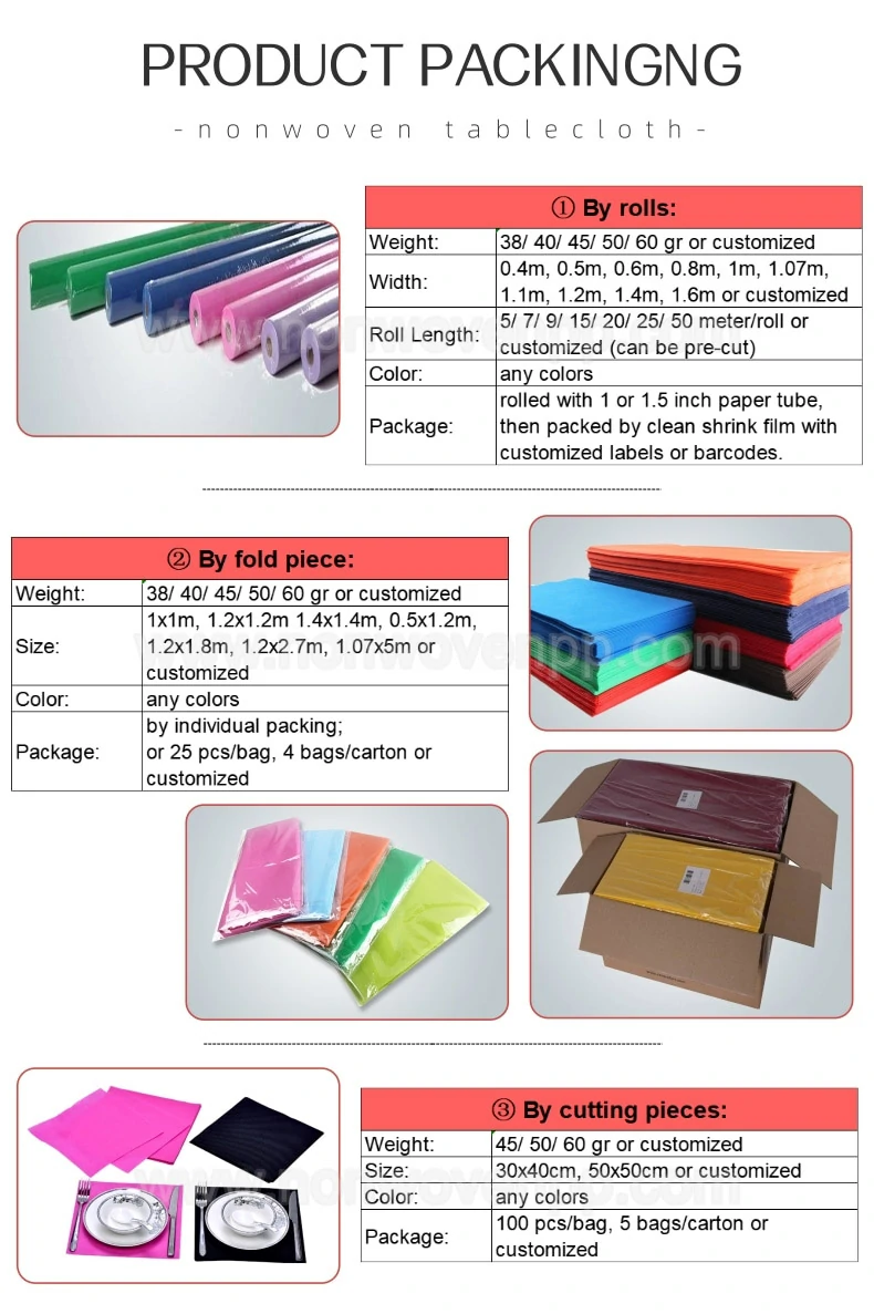 45gsm 100x100 nonwoven tablecloth cover