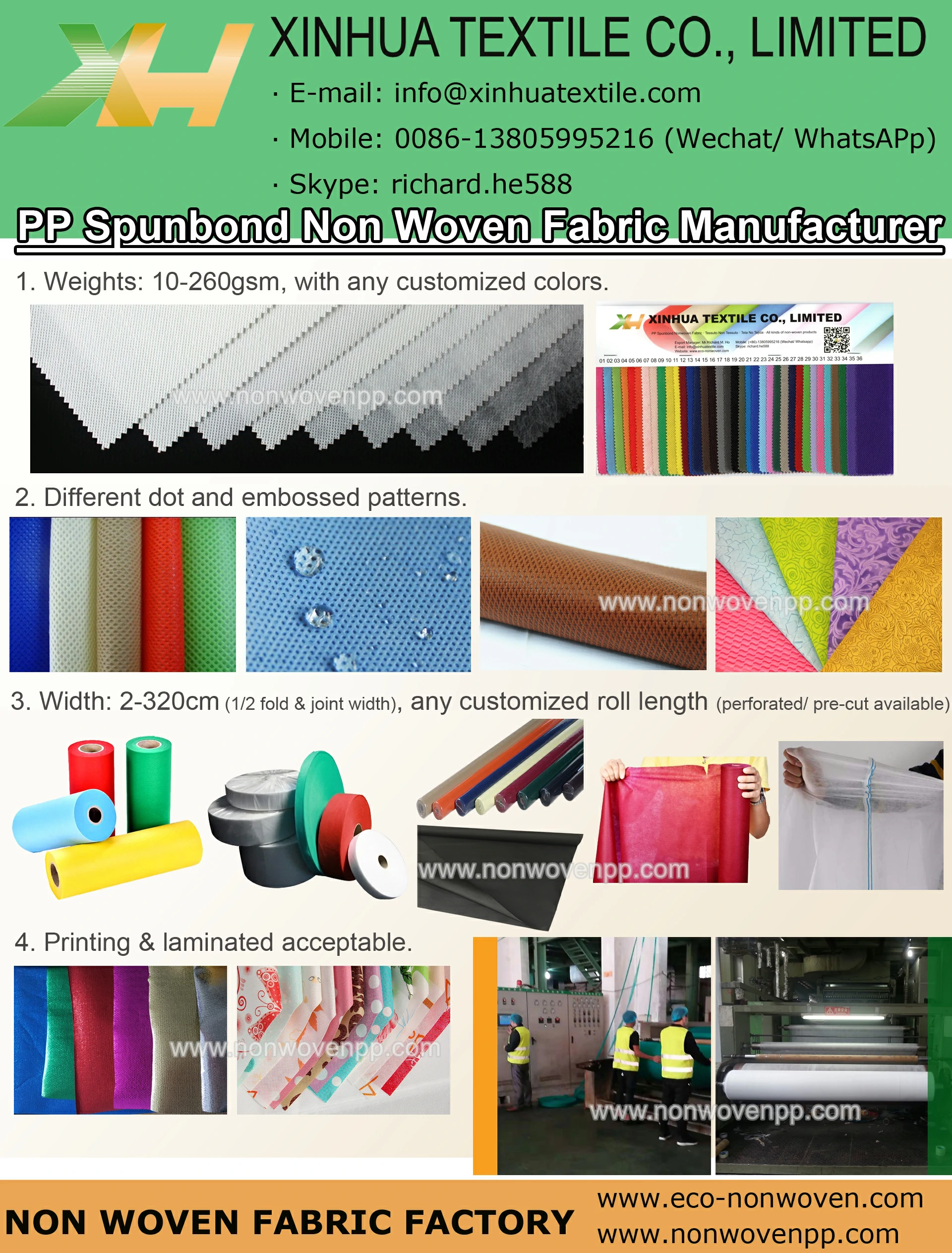 pp spunbonded non woven fabric specifications