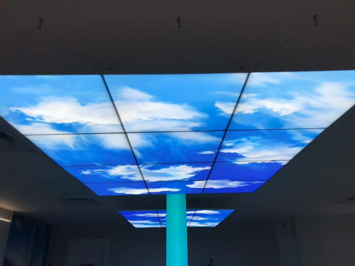 LuminLight artificial frameless skylight panel installed with suspension system