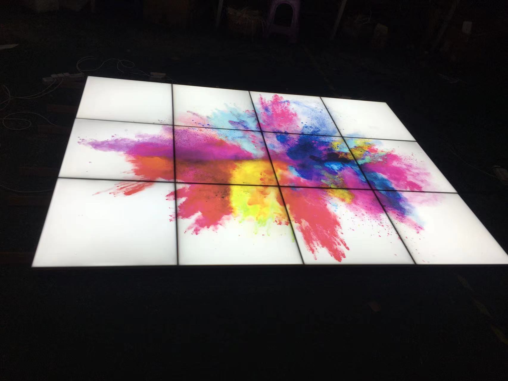 Custom printed frameless LED panel with client-specific pattern – Lumin personalized sky light for commercial space