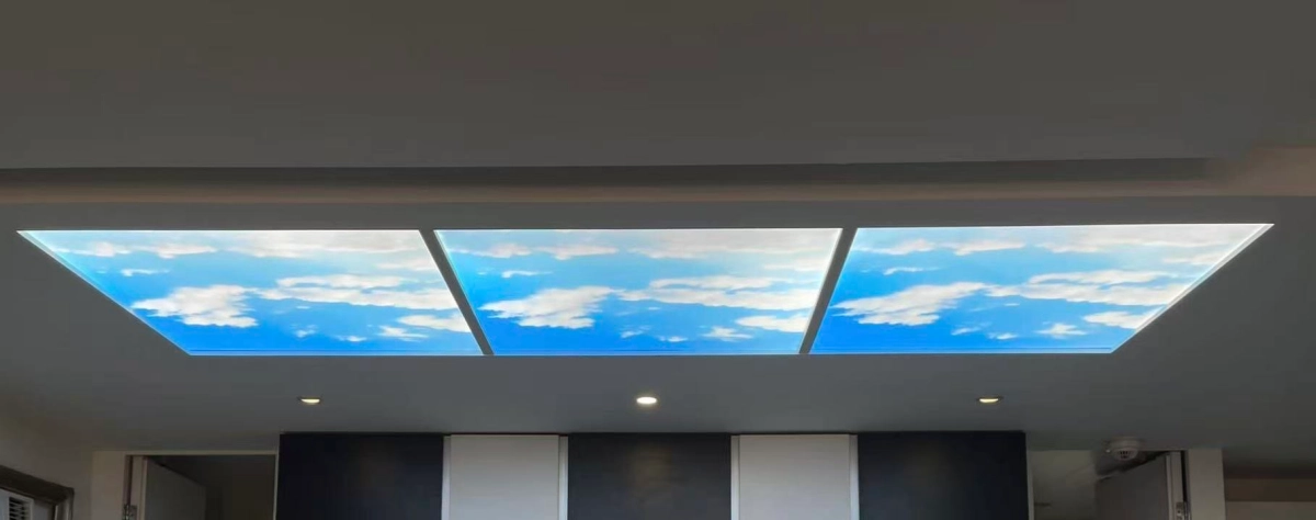 Custom artificial sky light panel 800x800mm, recessed installation for office, Luminlight
