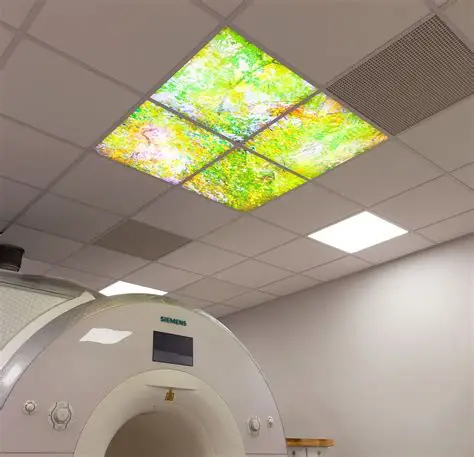 Lumin virtual sky ceiling light for clinics and medical rooms blue sky white cloud therapy panel