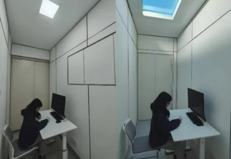 Side-by-side comparison of two windowless test rooms from the 2025 China Illuminating Engineering Journal study. 