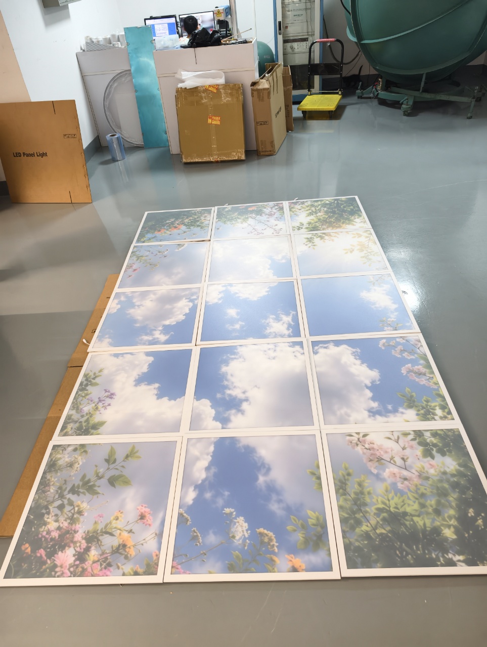 Lumin artificial sky LED panel 15 pieces in 3x5 array unlit installation layout