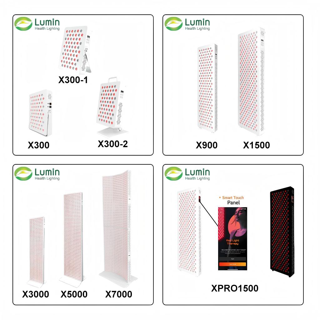 Lumin Health Lighting Product Family – X300, X300-1, X300-2, X900, X1500, XPRO1500, X3000, X5000, X7000 Models for Various Therapy Needs