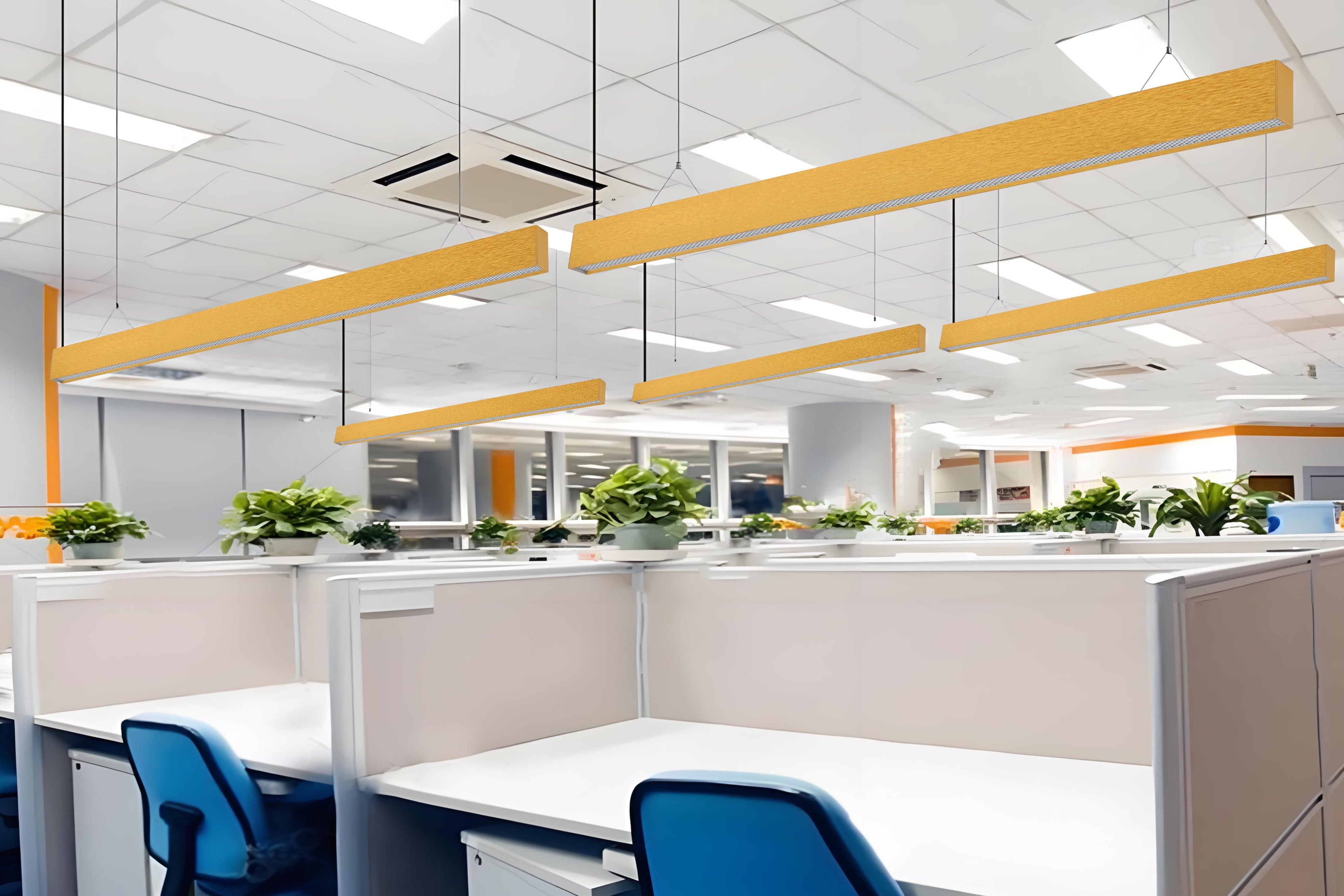 Lumin UltLine X2 anti glare linear light above office desks eliminating screen reflections