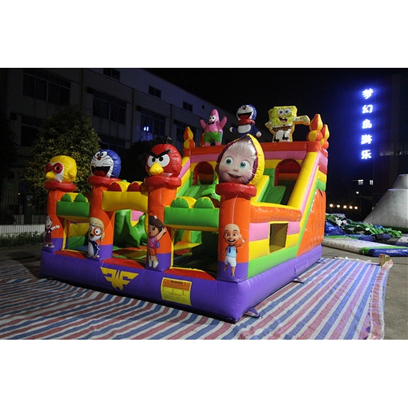 cartoon gathering inflatable bouncer slide Inflatable Slide-6x4x4M