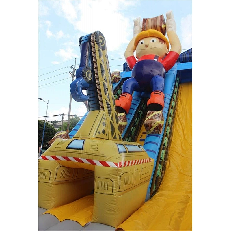 worker crane inflatable bouncer slide Inflatable Slide-12x6x9M