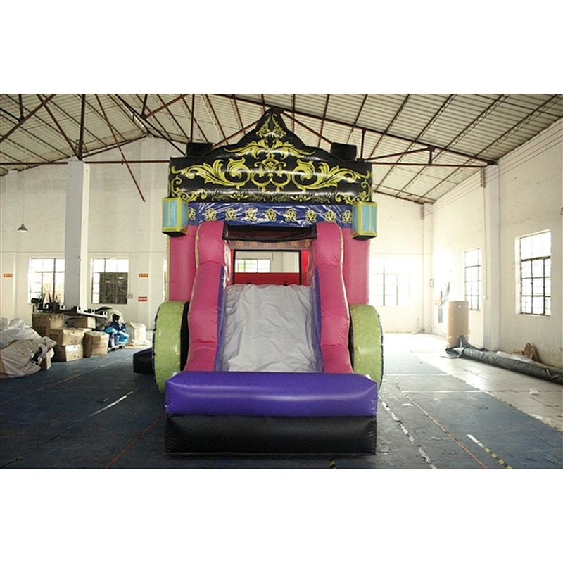 pink Cinderella princess carriage with wheel bouncer with slide jumping castle&Inflatable Combo-6x3.5x4.5M