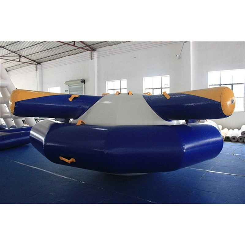 High Quality Giant Blue Inflatable Saturn Spinning Top Toy Water Sports Equipment-4x4x1.8M