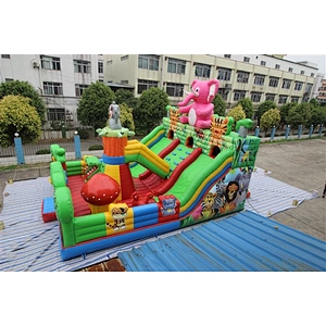 animal gathering zoo pink elephant fun city inflatable amusement park inflatable castle-10x8M