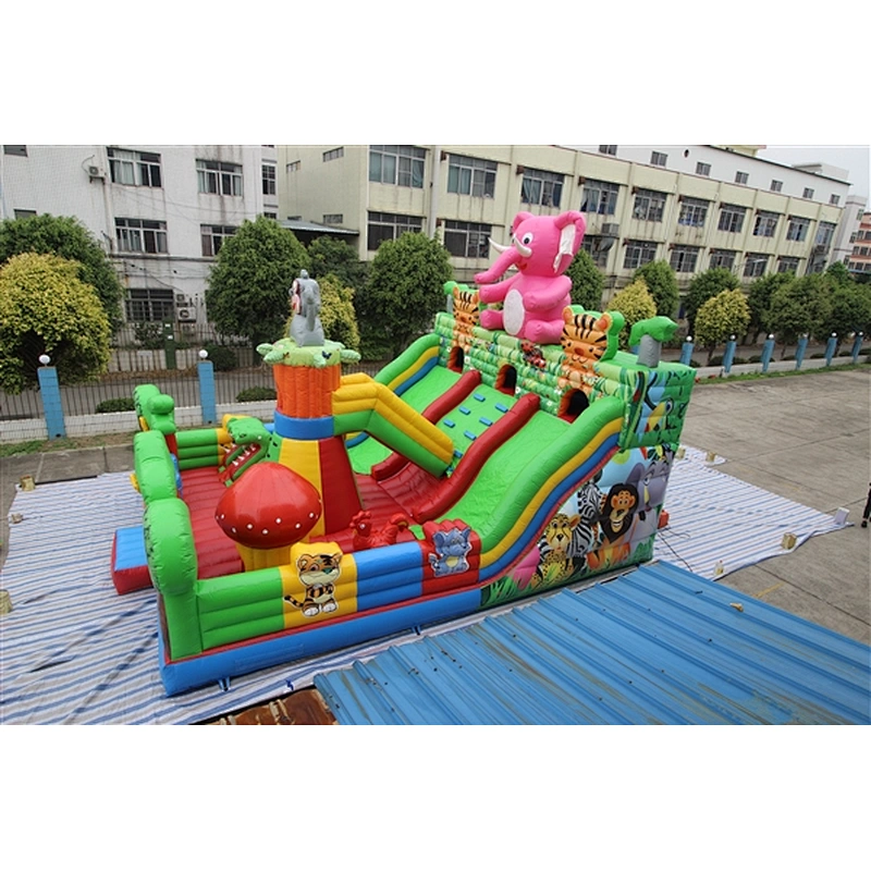 animal gathering zoo pink elephant fun city inflatable amusement park inflatable castle-10x8M