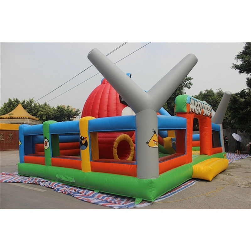 angry birds bouncer with slide fun city inflatable amusement park-9x6x5M