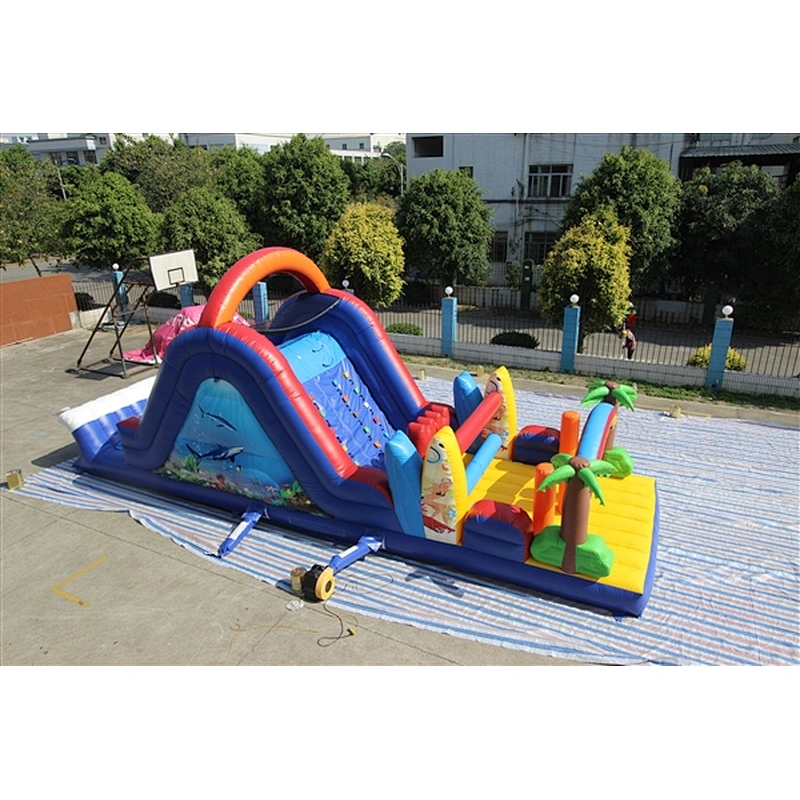 bouncer with slide obstacle course inflatable inflatable obstacle inflatable obstacle course-12x4x5M
